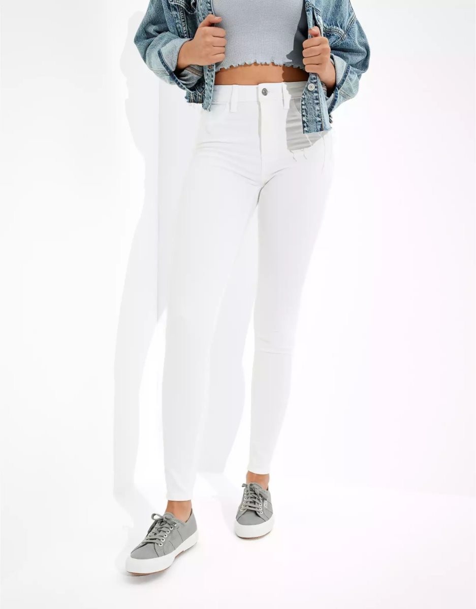 Jean American Eagle AE Ne(x)t Level Super High-Waisted Jegging Blanche Femme | DIZ-26555233